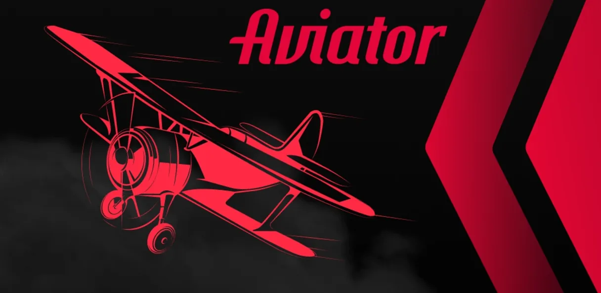 Aviator crash game artwork: the red biplane climbing through the dark